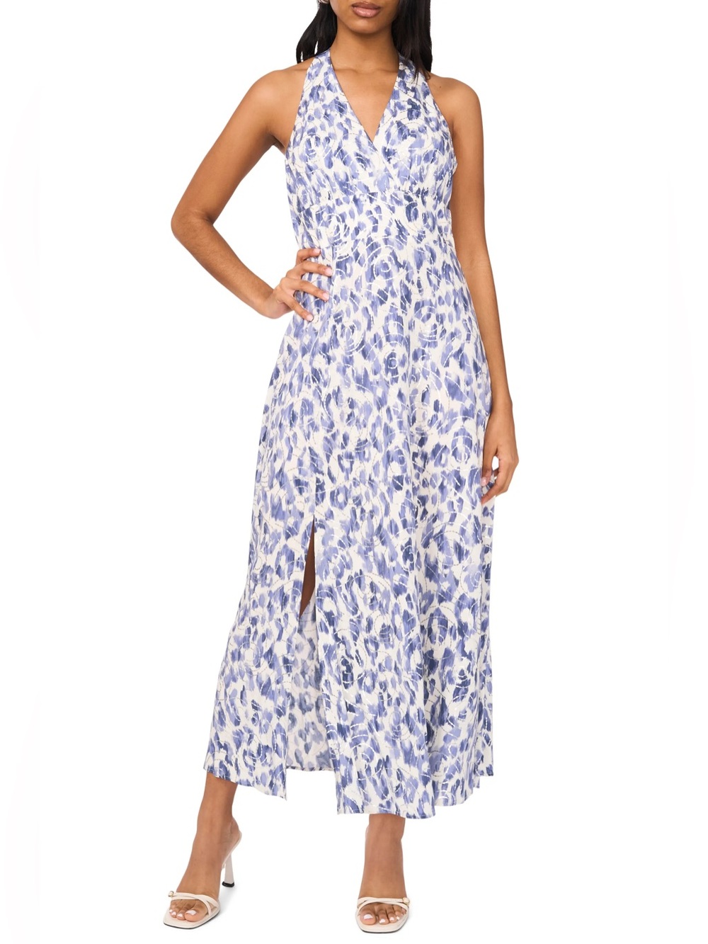 Halogen Print Halter Maxi Dress